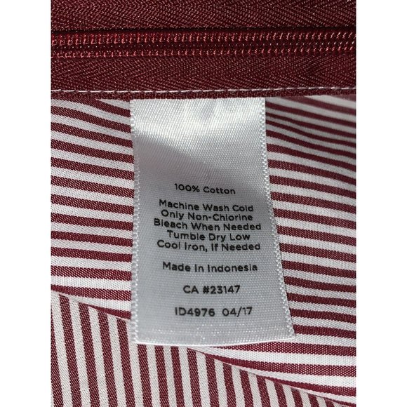 Talbots Sz SMALL Side Zip Tunic Blouse Red White Stripes Ruffle Collar EUC - Picture 8 of 8